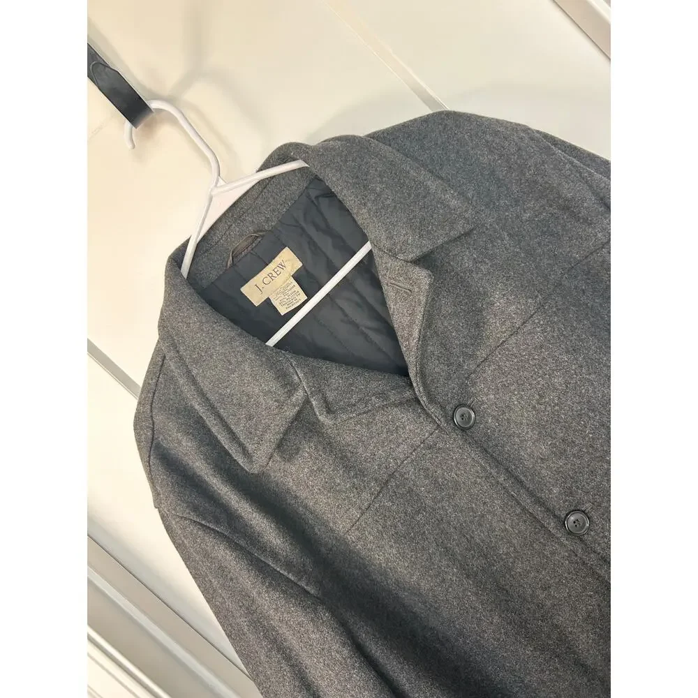 J. Crew Men's Wool Blend Winter Long Overcoat Long Sleeve Charcoal Gray SZ Large